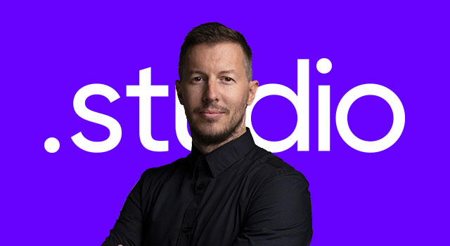 Headshot of COO Creative Studio with colorful background